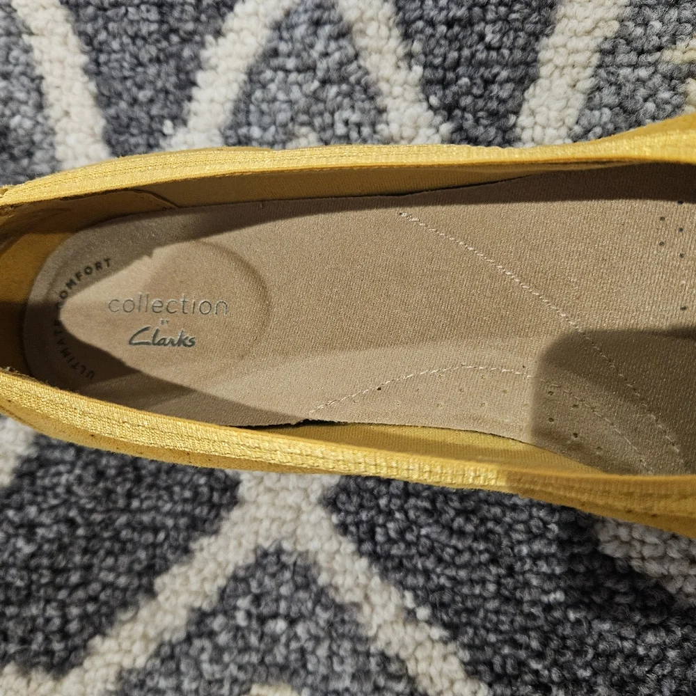 Clarks Collection Serena Kellyn Yellow Suede Espadrilles Flats US 10W